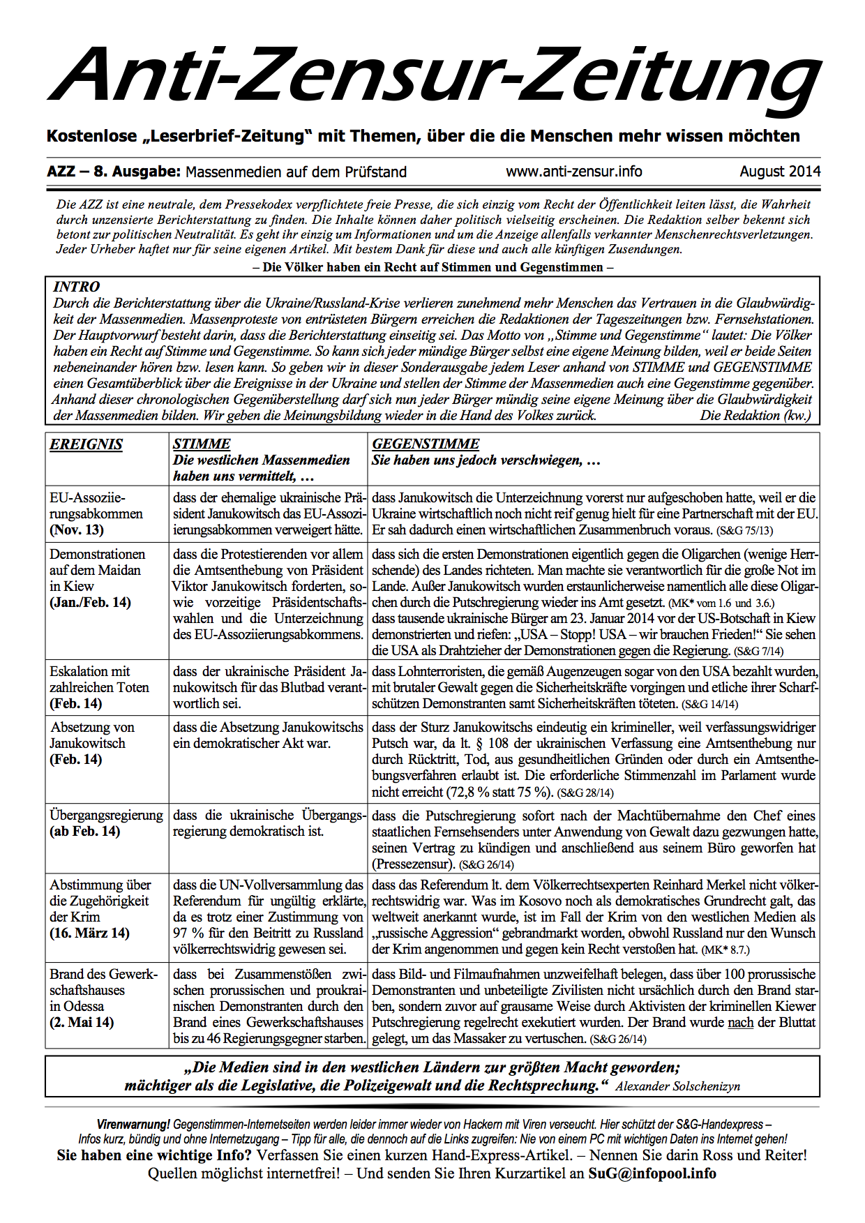AZZ - Massenmedien auf dem Pr&uuml;fstand